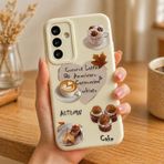 UnDePlus Samsung Galaxy A36 ile uyumlu Kılıf Küçük Çiçek Dallar Desenli Parlak Silikon Kapak BS1 Kahve Açık