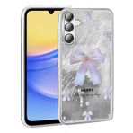 UnDePlus Samsung Galaxy A36 ile uyumlu Kılıf Leopar Kurdele Ekose Desenli Mep Kapak İncili Fiyonk
