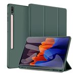 UnDePlus Samsung Galaxy Tab S8 Ultra 14.6" 2022 SM-X900/ X906 ile uyumlu Kılıf Kalem Bölmeli Smart Case Koyu Yeşil