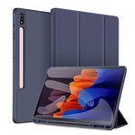 UnDePlus Samsung Galaxy Tab S8 Ultra 14.6" 2022 SM-X900/ X906 ile uyumlu Kılıf Kalem Bölmeli Smart Case Lacivert