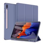 UnDePlus Samsung Galaxy Tab S8 Ultra 14.6" 2022 SM-X900/ X906 ile uyumlu Kılıf Kalem Bölmeli Smart Case Lavendery Gray