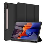 UnDePlus Samsung Galaxy Tab S8 Ultra 14.6" 2022 SM-X900/ X906 ile uyumlu Kılıf Kalem Bölmeli Smart Case Siyah