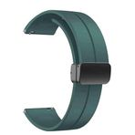 UnDePlus Samsung Galaxy Watch Gear S2 3 41 42 Active 2 40 44 mm Kordon Magnetli Ayarlanır Silikon Kordon 20mm Koyu Yeşil