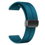 UnDePlus Samsung Galaxy Watch Gear S2 3 41 42 Active 2 40 44 mm Kordon Magnetli Ayarlanır Silikon Kordon 20mm Petrol Mavi