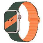 UnDePlus Samsung Galaxy Watch Gear S2 3 41mm 42mm Active 2 40mm 44mm Kordon Double Color Magnetic Strap BH52 Koyu Yeşil-Turuncu