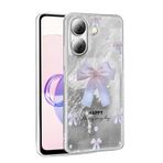 UnDePlus Xiaomi Redmi 13C ile uyumlu Kılıf Leopar Kurdele Ekose Desenli Mep Kapak İncili Fiyonk