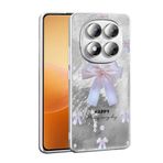 UnDePlus Xiaomi Redmi Note 14 Pro Plus ile uyumlu Kılıf Leopar Kurdele Ekose Desenli Mep Kapak İncili Fiyonk