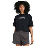 Under Armour Boxy Crop Branded Siyah Kısa Kollu Kadın T-Shirt