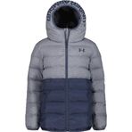 Under Armour Erkek Çocuk Pronto Colorblock Puffer Ceket, Orta Ağırlık, Fermuarlı Kapatma, Su Geçirmez, Sağanak Gri Colorblock, M