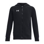 Under Armour Erkek Çocuk Rakip Polar Tam Fermuarlı Kapüşonlu Svetşört, (001) Siyah/Beyaz, S