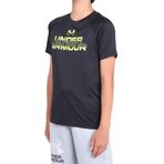 Under Armour Erkek Çocuk Tişört UA Tech Split Wordmark SS Black - High-Vis Yellow YMD