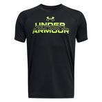Under Armour Erkek Çocuk Tişört UA Tech Split Wordmark SS Black - High-Vis Yellow YXS