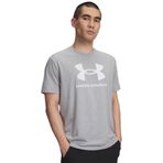 Under Armour Erkek Sportstyle Logo Kısa Kollu Tişört, (037) Çelik Işık Funda / / Beyaz, M