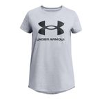 Under Armour Kadın Antrenman Tişört UA G SPORTSTYLE LOGO SS Steel Light Heather - Black YSM