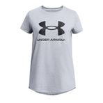 Under Armour Kadın Antrenman Tişört UA G SPORTSTYLE LOGO SS Steel Light Heather - Black YXS