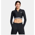 Under Armour Kadın Ua Heatgear Rib 1/4 Fermuarlı Uzun Kollu Tişört 1388692-001 - Siyah-001 - XL