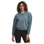 Under Armour Rival Flc Piped HZ Hoodie Kadın Sweatshirt Jasper Blue / / White SM