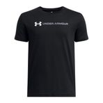 Under Armour UA B LOGO WORDMARK SS Erkek Çocuk T-Shirt Black/White/Titan Gray YXS