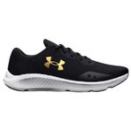 Under Armour UA Charged Pursuit 3 Erkek Koşu Ayakkabısı, Black / Black / Metallic Gold, 44 EU