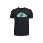 Under Armour UA CURRY LOGO SS Erkek Çocuk T-shirt, Black / / White, XS