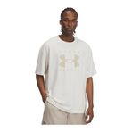 Under Armour UA M HW OS Markalı SS Erkek Tişört Summit White / / City Khaki LG
