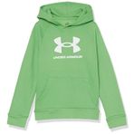 Under Armour UA Rival Fleece BL Hoodie Erkek Çocuk Sweatshirt, Neo Turquoise / / White, M