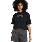 Under Armour UA W BOXY CROP BRANDED SS Kadın Basic Tişört, Siyah, XL