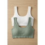 Underwear Bodyway 2'li Paket Fitilli Bralet Büstiyer Esnek Sütyen Günlük Spor Crop Top - 70 - 75 - Beyaz - Yeşil