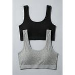 Underwear Bodyway 2'li Paket Fitilli Bralet Büstiyer Esnek Sütyen Günlük Spor Crop Top - 80 - 85 - Siyah - Gri
