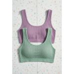 Underwear Bodyway 2'li Paket Fitilli Bralet Büstiyer Esnek Sütyen Günlük Spor Crop Top - 80 - 85 - Yeşil - Lila