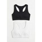 Underwear Bodyway 2'li Paket Pamuklu Pedli Sporcu Sütyeni & Bralet - Günlük Rahat Yüzücü Model Sporcu Atleti - 70 - 75 - Siyah - Beyaz