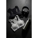 Underwear Bodyway 2'li Paket Pamuklu Pedli Sporcu Sütyeni & Bralet - Günlük Rahat Yüzücü Model Sporcu Atleti - 80 - 85 - Siyah - Gri