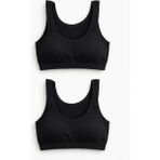Underwear Bodyway 2'li Set Kalın Askılı Pamuklu Penye Büstiyer - Telsiz Balensiz Yarım Atlet Sporcu ve Uyku Sütyeni - Büyük Beden - 80 - 85 - Siyah - Siyah