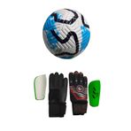 UNES 5 NO MAVİ ÇİZGİLİ FUTBOL TOPU KALECİ ELDİVENİ VE TEKMELİK 3'LÜ SET (POMPA HEDİYELİ) - BEDEN: 11, MAVİ KIRMIZI YEŞİL