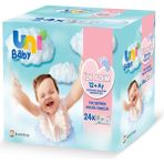 Uni Baby 3 Adet 24X52 Yapraklı İlk Adım Islak Mendil 12+ Ay Bebekler İçin Dermatolojik Olarak Test Edilmiş