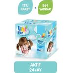 Uni Baby 72'li x 12 Adet Aktif Islak Mendil 864 Yaprak Cilt Dostu ve Dermatolojik Test Edilmiş