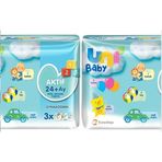 Uni Baby Aktif Oyna Öğren 52 Yaprak 6'lı Set 312 Yaprak 2PKx3 Islak Havlu
