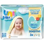Uni Baby Aktif Sensitive Islak Havlu Mendil 3Lü 156 Yaprak