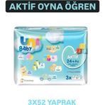 Uni Baby Bebek Islak Mendil Aktif 24+ Ay 156Yaprak (3X52) Yapışkan Kapaklı