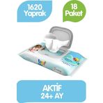 Uni Baby Kapaklı 90'lı 18 Paket 1620 Yaprak Islak Havlu