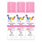 Uni Baby Kolay Tarama Spreyi, 200 ml, Zor Taranan Saçlara Özel, 3'lü Set