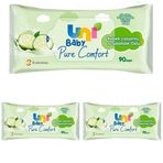 Uni Baby Pure Comfort Bebek Losyonlu ve Salatalık Özlü Islak Mendil 12x90 1080 Yaprak (3 paketi)