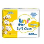 Uni Baby Soft Clean Organik Pamuk Özlü 3x52 Bebek Islak Mendil