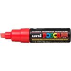 uni-ball posca su bazlı boyama kalemi 8.0 poster markörü 8.0 mm fosforlu kırmızı pc-8k (6 lı paket) - Yok