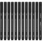 Uni-Ball Uni-Pin Siyah Teknik Çizim Kalemi Seti 11 Adet 0,03-0,08mm Chisel 3.0 Ölçülerle