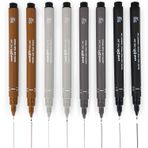 Uni Pin Fineliner çizim kalemleri, eskiz için, 8 adet, 0,1 – 0,5 mm), siyah, koyu gri, açık gri, sepya