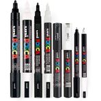 Uni Posca 1MR 1M 3M 5M Siyah Beyaz 8'li Kalem Seti