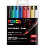 Uni Posca 8'li Kalem Seti Renkli 0.7mm Standart Ölçülerle Her Yüzeyde Yazma İmkanı