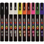 Uni Posca Keçeli Kalem 10'lu Set Renkli Çizim İçin 3 mm İnce Uçlu Kalemler