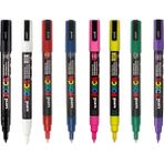 Uni Posca Marker Kalem 8'li Set Temel Renkler (0.9-1.3mm) Ölçüleri ile Keçeli Kalem - Renkli - Standart